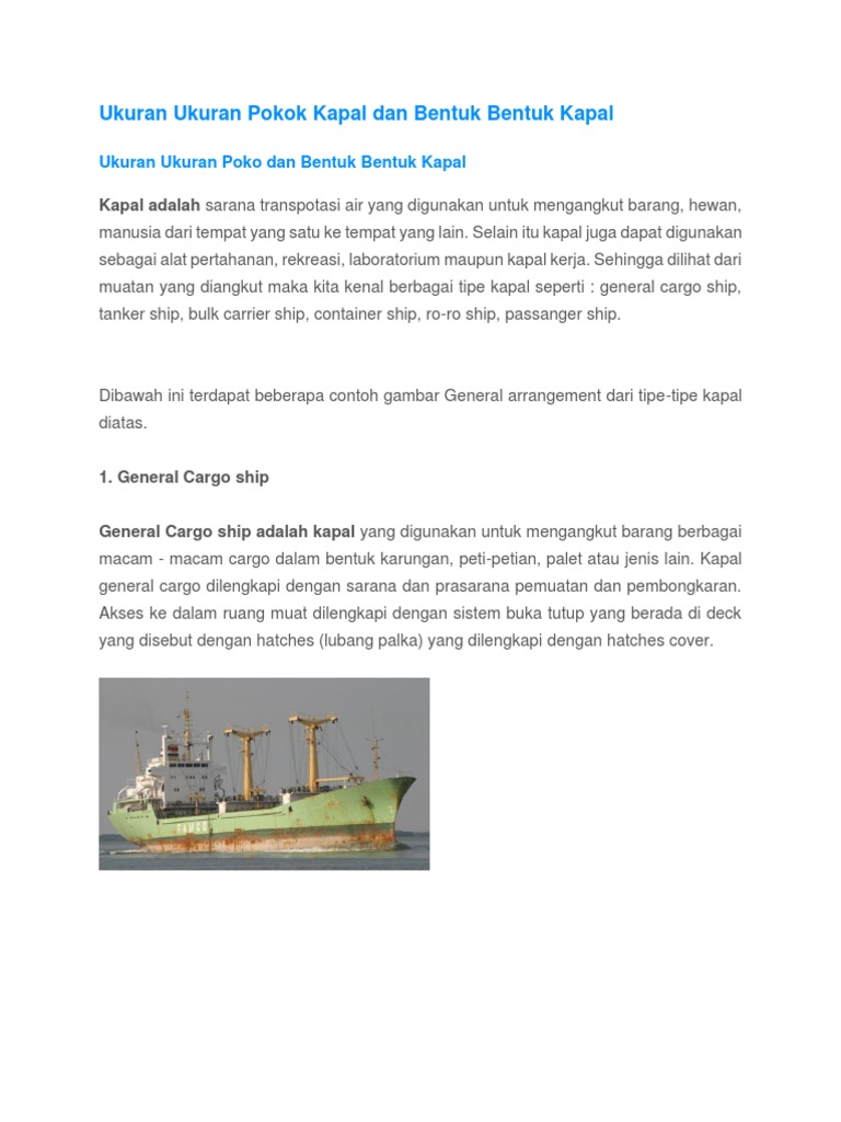 Ukuran dan Jenis Kapal Laut | PDF