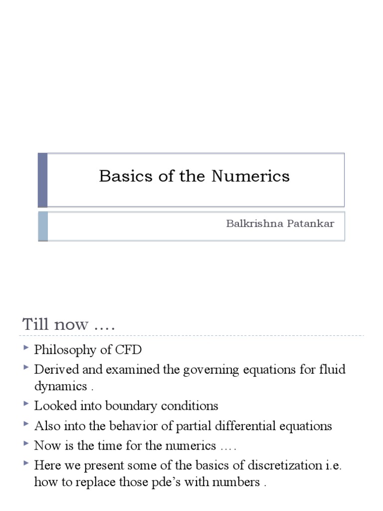 Basics of The Numerics PDF Computational Fluid Dynamics Calculus