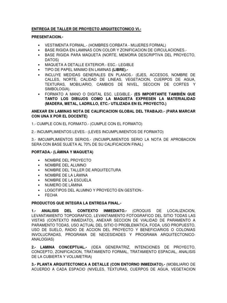 Entrega Final de Taller de Proyecto Arquitectonico Vi 1 | PDF