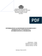 Determinación de Las Necesidades de Documentación y Diagnóstico de La Situación de La Documentación en La Organización