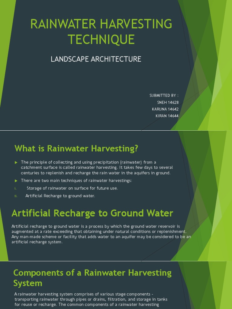 Rainwater Harvesting Techniques Overview | PDF | Aquifer | Rain