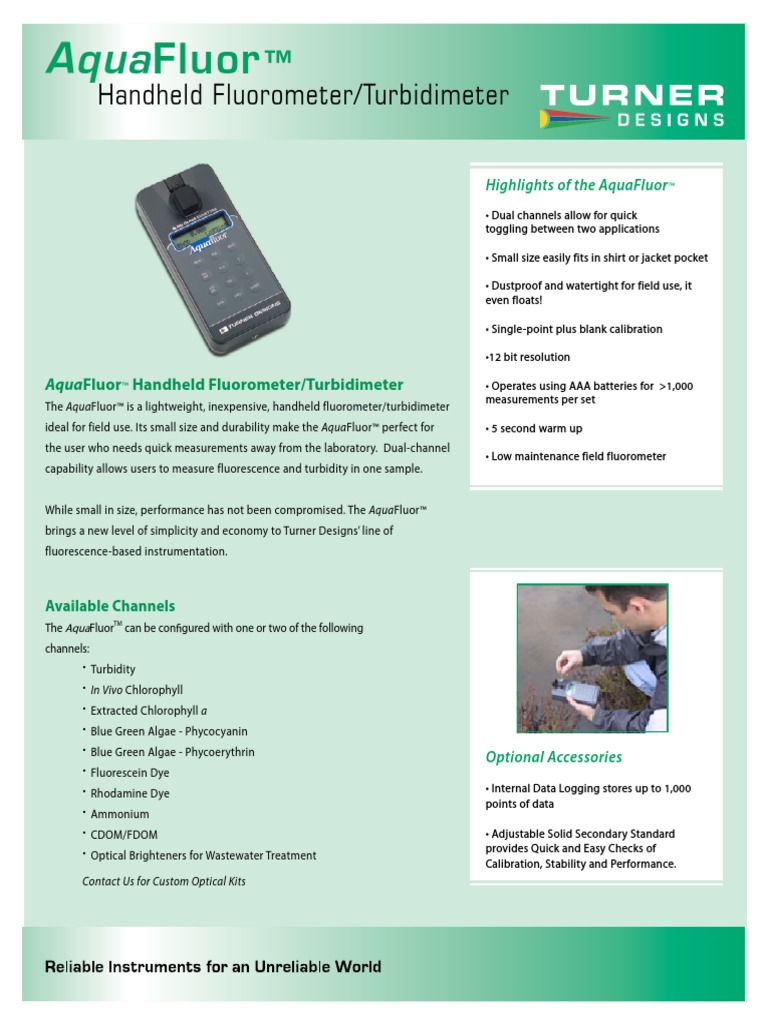 Aquafluor Medidor de Rhodamine y Turbidez PDF Calibration