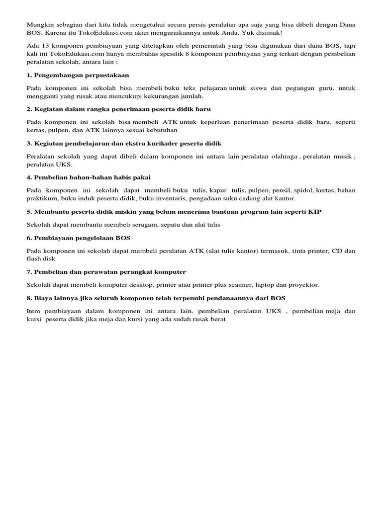 Contoh Barang Habis Pakai