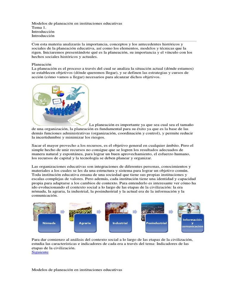 Modelos de Planeación en Instituciones Educativas | PDF | Planificación ...