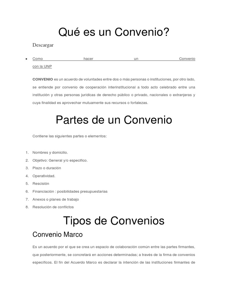 Definición y Tipos de Convenios | PDF | Conjunto convexo | Acuerdo ...