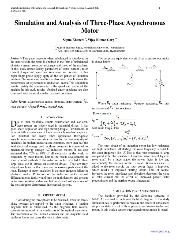 Three-Phase Asynchronous Motor Analysis | PDF | Mechanical Engineering ...