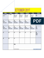 2017 Monthly Calendar - Landscape - Oct
