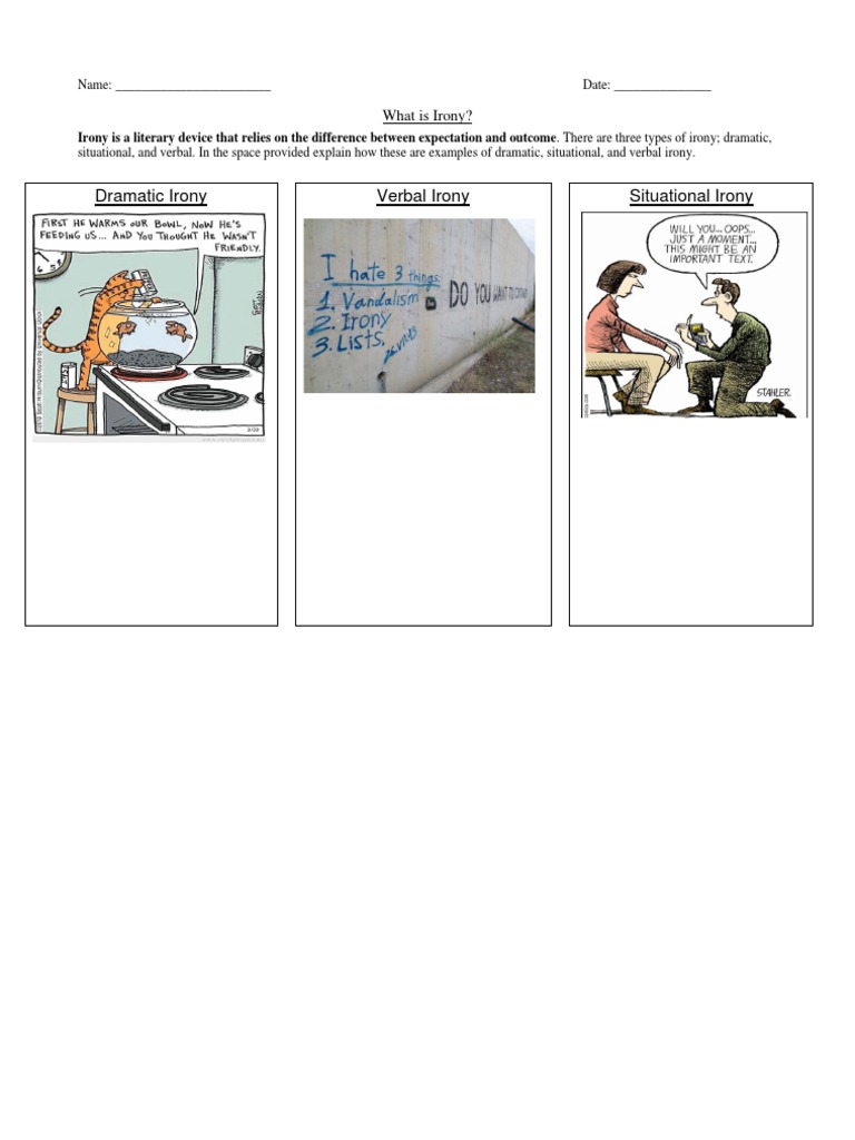 🎉 Dramatic situational verbal irony. Examples of Situational Irony