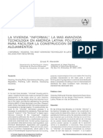 La Vivienda "Informal". La Mas Avanzada America Latina: Políticas para Facilitar La Construcción de Alojamientos