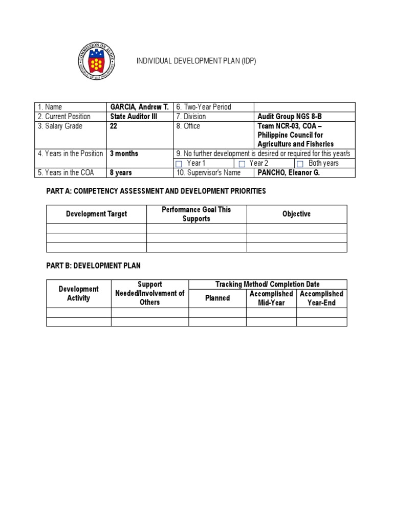 individual development plan accounting sample