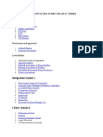 Subprime Lenders: - List of Entities Involved in 2007 Finance Crises National Builders