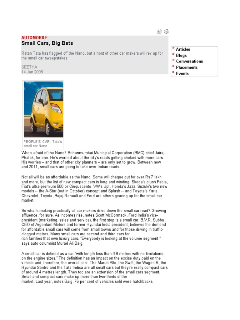 Small Cars Revolution in India | PDF | Compact Car | Car
