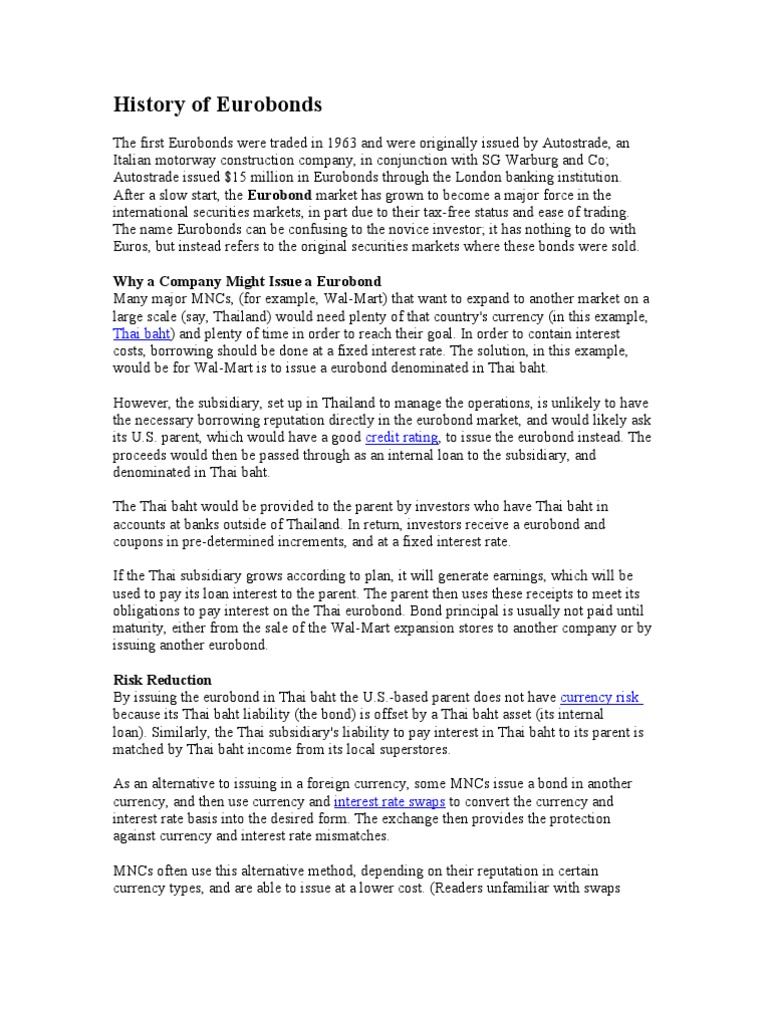 History of Eurobonds | PDF | Bonds (Finance) | Swap (Finance)