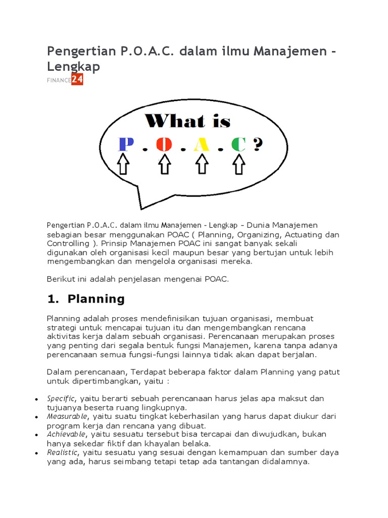 Fungsi POAC dalam Manajemen | PDF