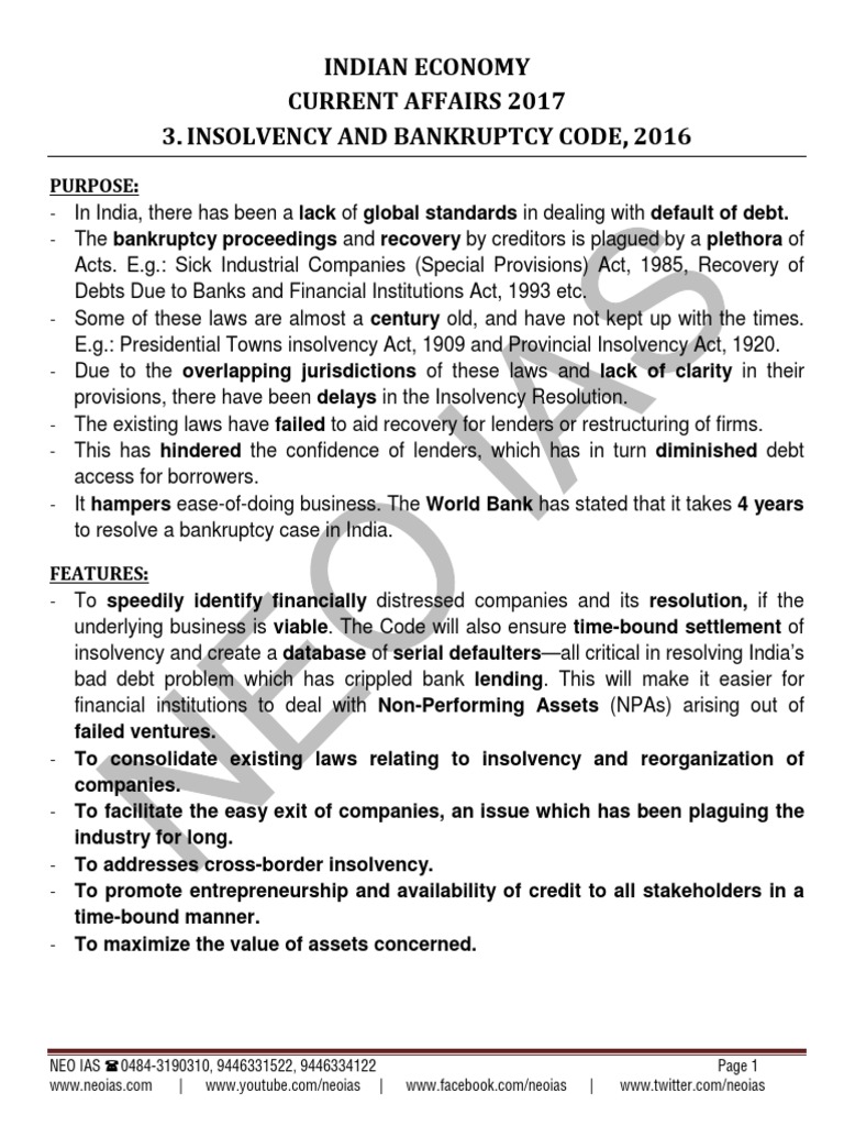 Insolvency And Bankruptcy Code 2016 Pdf Bankruptcy Corporate Law