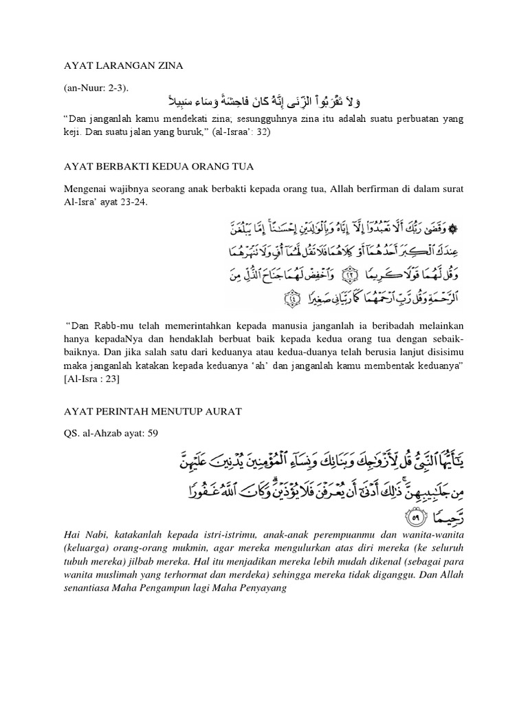 Surat Tentang Zina