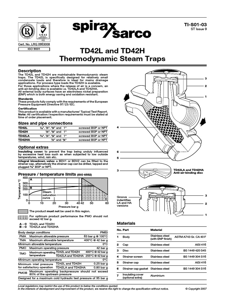 Thermodynamic Stream Trap | PDF | Steam | Screw
