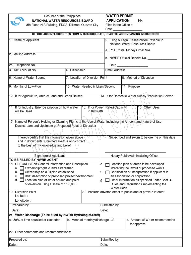 Water Permit Application Form PDF | PDF | Water Resources | Irrigation