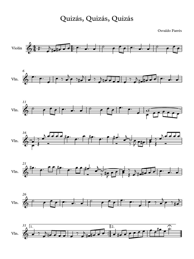 Quizás, Quizás, Quizás Partitura Completa