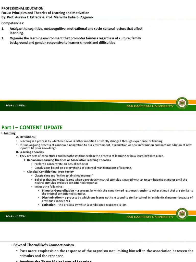 Learning Theories and Motivation Principles | PDF | Learning Theory ...
