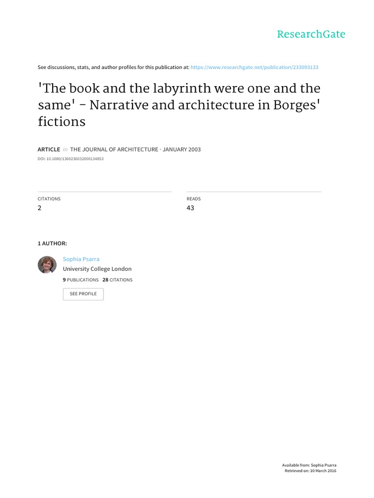 Borges' Fictions: Narrative and Architecture | PDF | Science ...