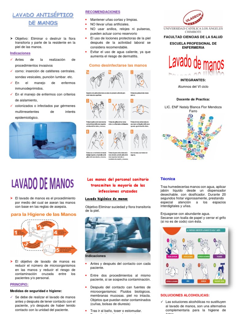 Lavado de Manos Triptico | Lavado de manos | Ciencias de la Salud