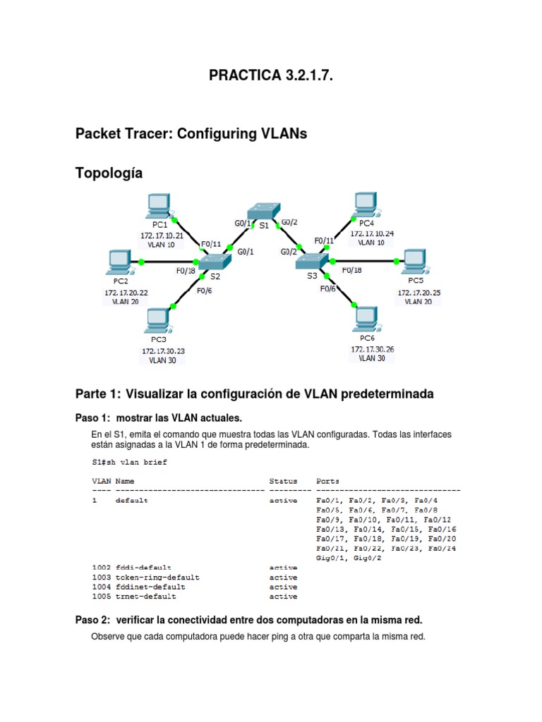 Configuración de VLAN en Packet Tracer | PDF | Telecomunicaciones | Red ...