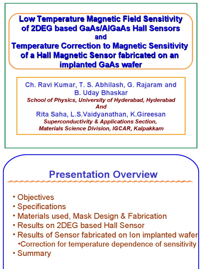 Low Temp Sensitivity of GaAs Hall Sensors | PDF | Nature ...