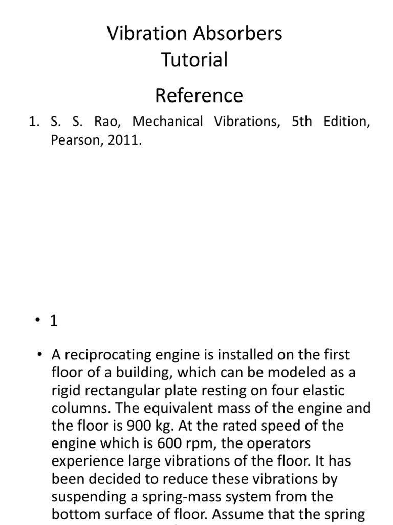 Unit 5 Vibration Absorbers Tut PDF Applied And Interdisciplinary