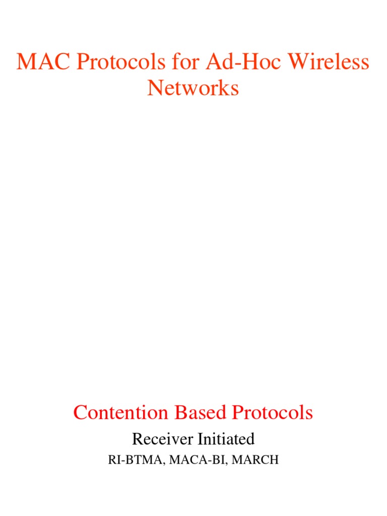 MAC Protocols for Ad-Hoc Networks | PDF | Network Packet | Channel ...