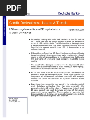 Deutsche Bank Credit Derivatives Issues Trends Pdf