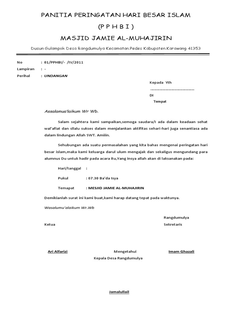 56332092 Surat Undangan Maulid Nabi Muhammad Saw Docx