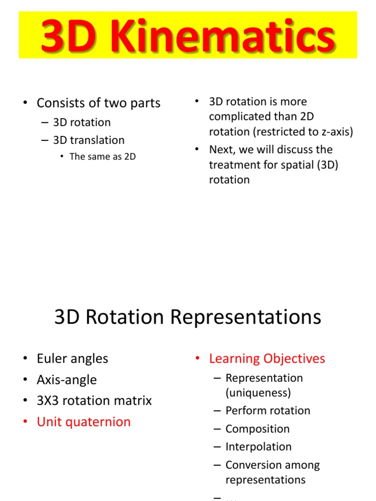 Understanding 3D Kinematics and Quaternions | PDF | Mathematical ...