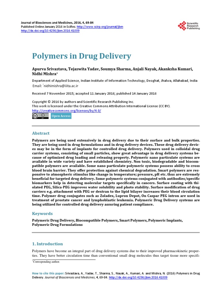 Polymers in Drug Delivery | PDF | Chemotherapy | Gel