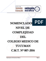 Nomenclador de complejidad quirúrgica Tucumán 2016