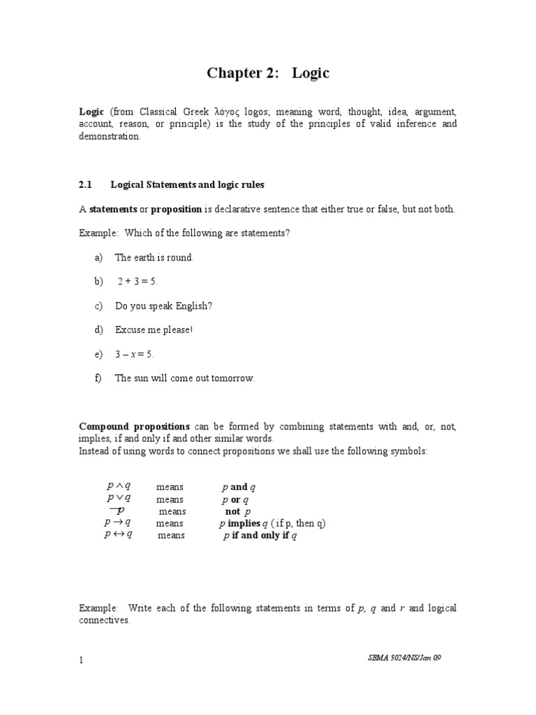 Chapter2 Logic-290510 013028 | PDF | If And Only If | Deductive Reasoning