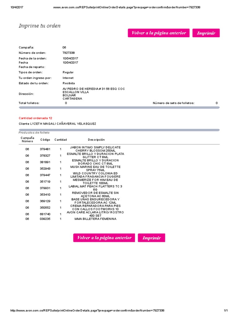 .Co REPSuite PrintOnlineOrderDetails | PDF