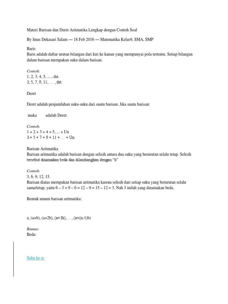 22+ Contoh soal deret dan baris materi sma info