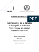 Hermenéutica de La Narrativa Autobiográfica en Base A Herramientas de Análisis Discursivo-Narrativo