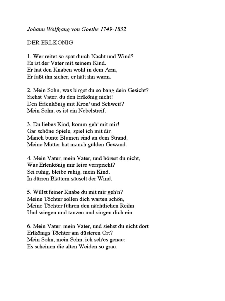 Der Erlkönig Goethe