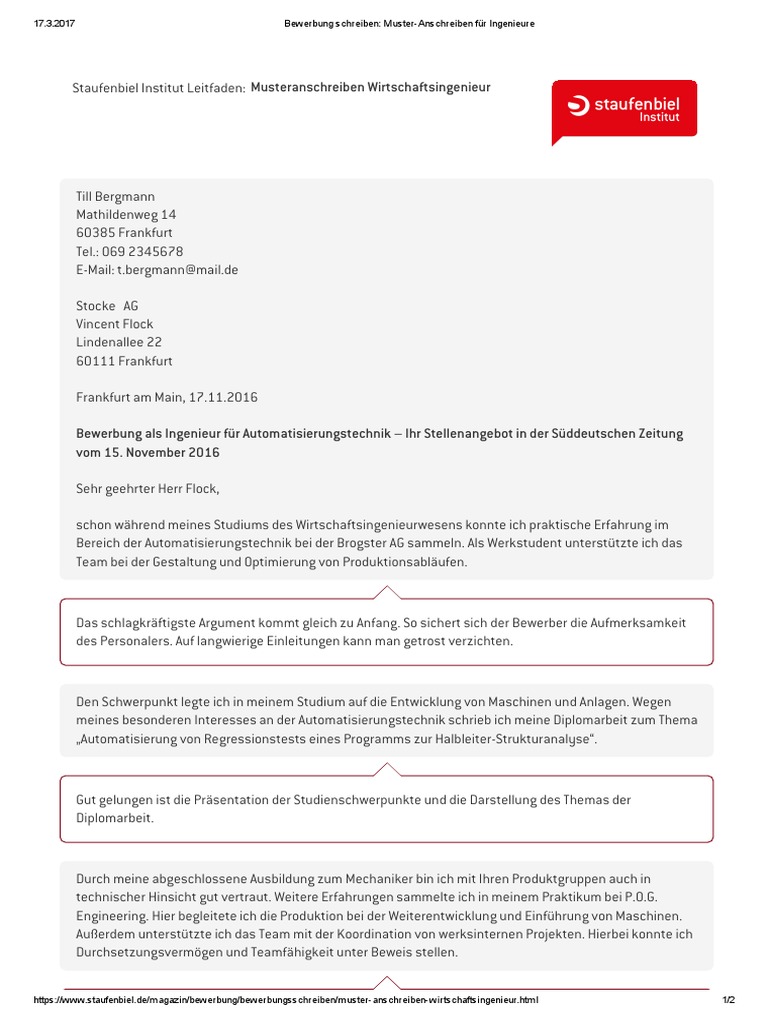 Bewerbung Schreiben Muster Anschreiben Fuer Ingenieure