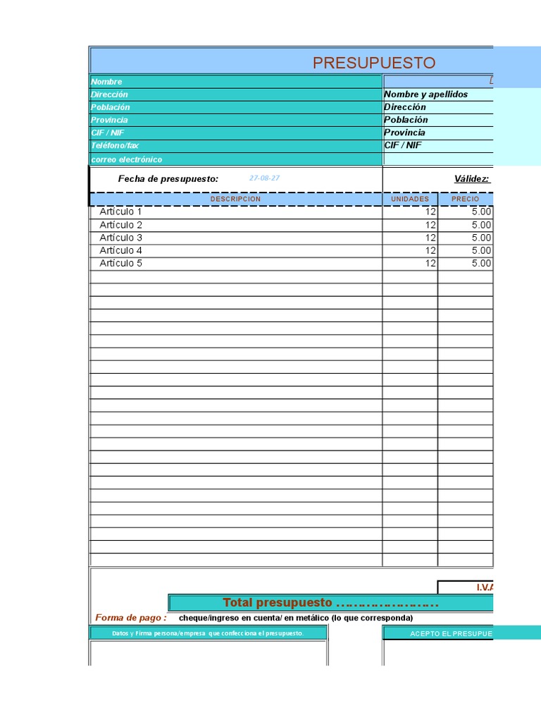 13 Plantillas Gratis De Presupuestos En Excel Sistema