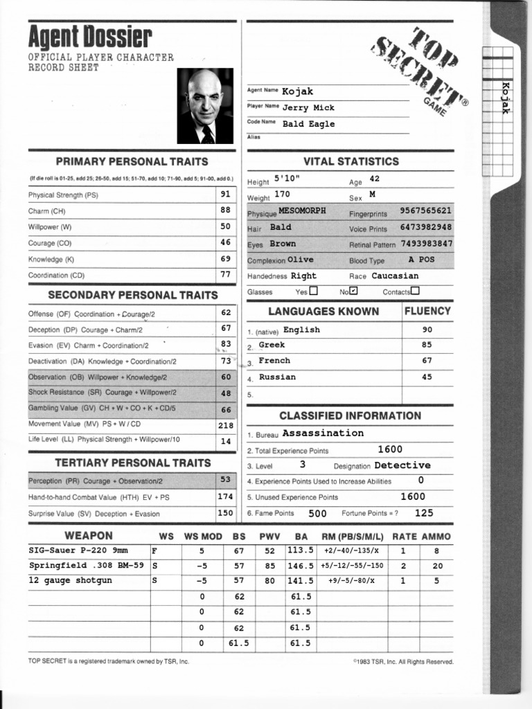 Top Secret Agent Dossier Pdf Form Leisure