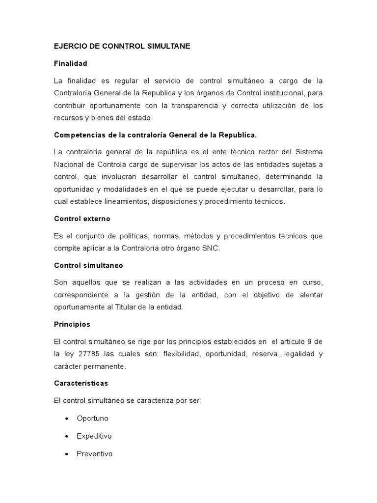 Control Simultáneo en la Contraloría | PDF | Planificación | Gobierno