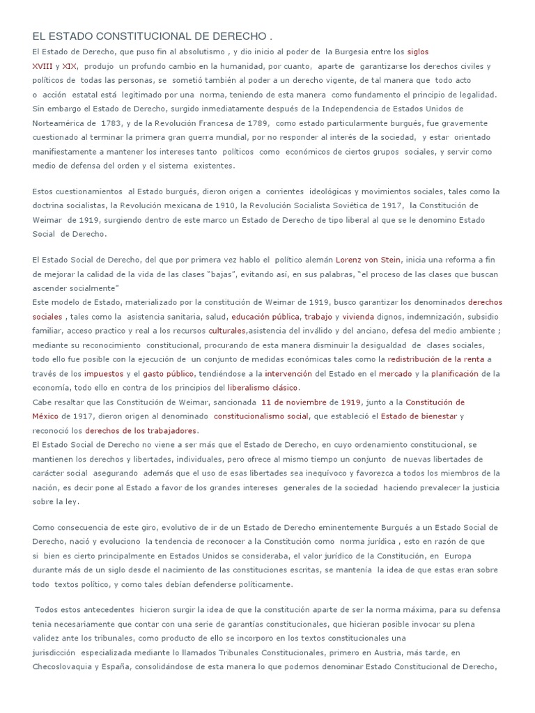 Evolución del Estado Constitucional de Derecho | PDF | Constitución ...
