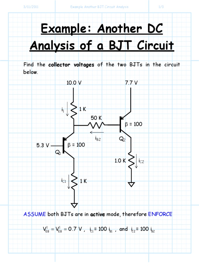 Example Another BJT Circuit Analysis Bipolar Junction Transistor