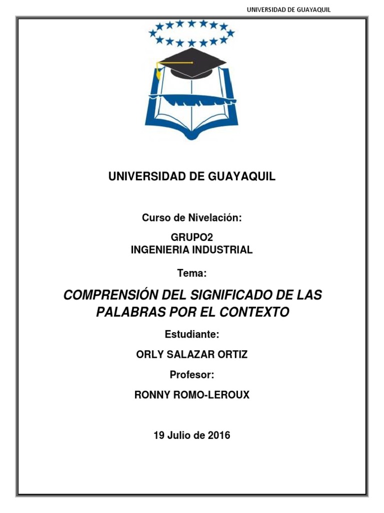 Comprension Del Significado de Las Palabras Por El Contexto  Lectura