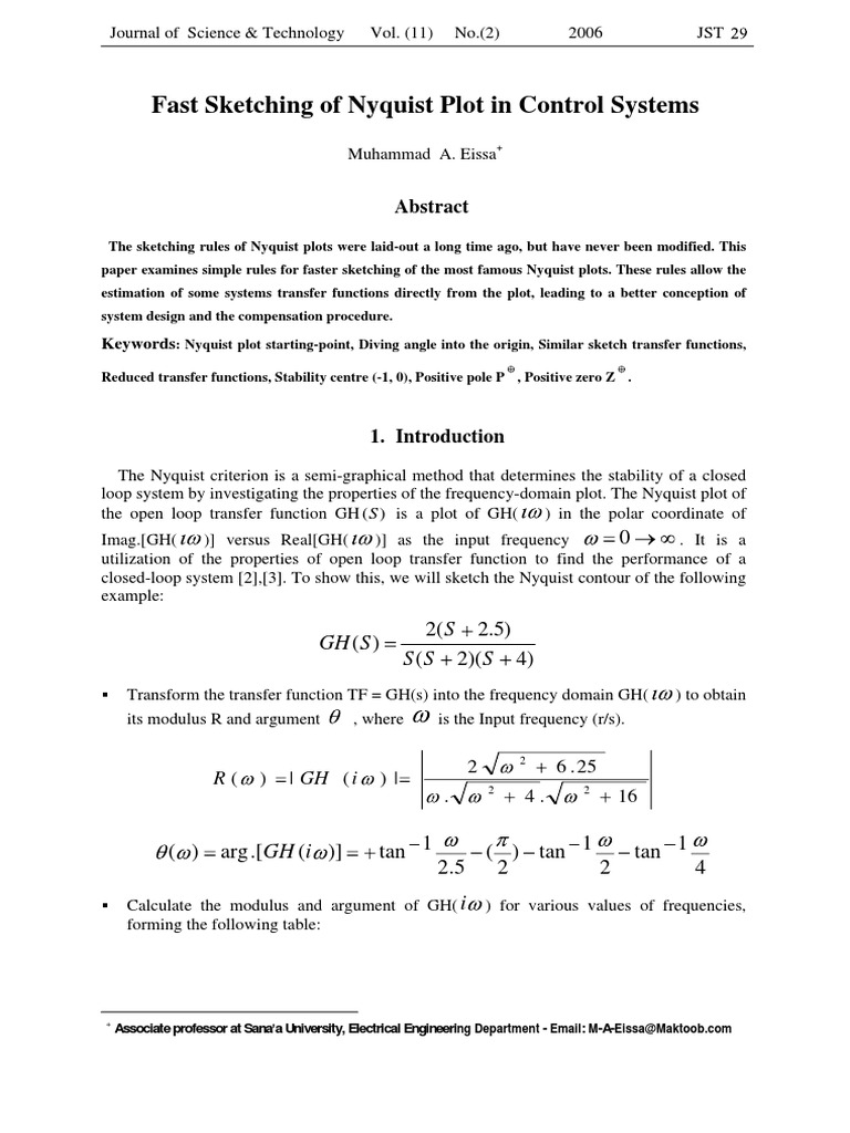 Fast Sketching of Nyquist Plot in Control Systems: S S S S S GH | PDF ...