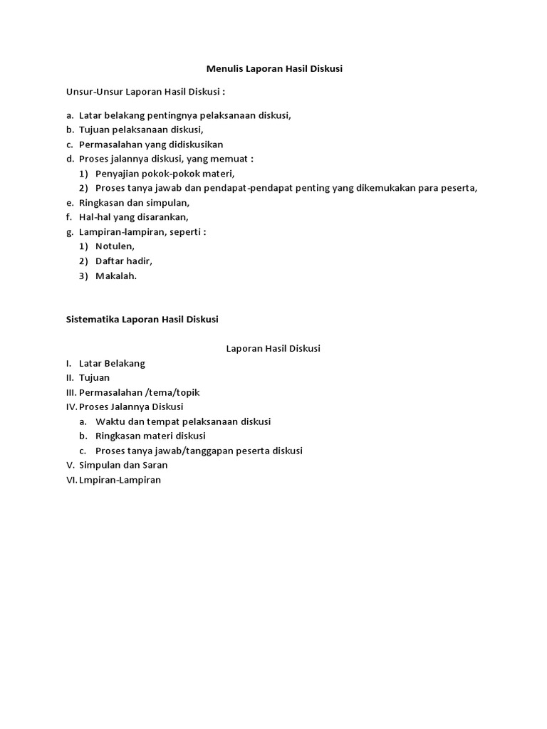 Menulis Laporan Hasil Diskusi