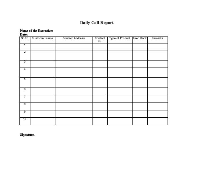 Daily Call Report Template | PDF | Finance & Money Management | Law